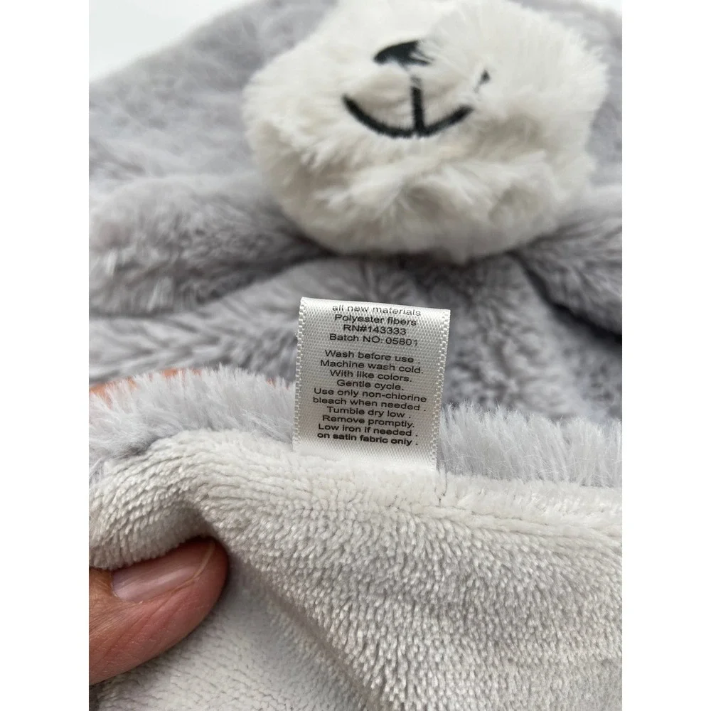 Oobles Dog Security Blanket Lovey Gray White Faux Fur Puppy Plush Snuggler 05801